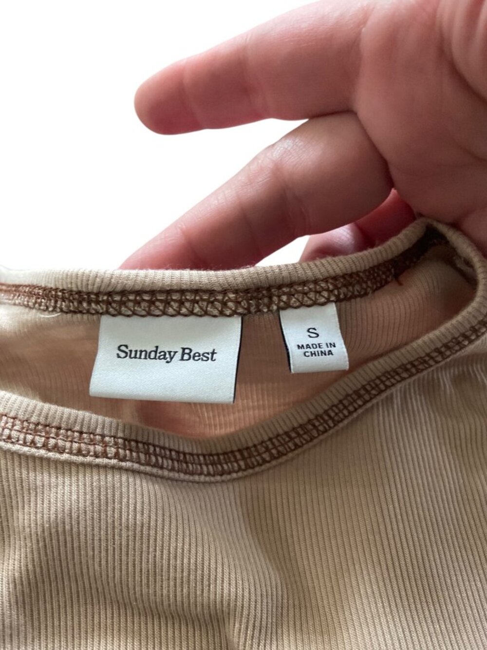 Aritzia Sunday Best Corset Stitch Crop Top Beige Size S Neutral Casual Y2K Retro - Picture 3 of 12